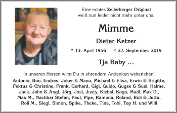 Traueranzeige von Dieter Ketzer von Allgäuer Zeitung, Kaufbeuren/Buchloe