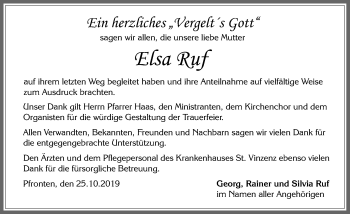 Traueranzeige von Elsa Ruf von Allgäuer Zeitung, Füssen