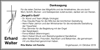 Traueranzeige von Erhard Walter von Memminger Zeitung