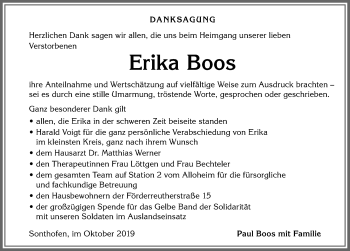 Traueranzeige von Erika Boos von Allgäuer Anzeigeblatt