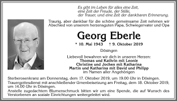 Traueranzeige von Georg Eberle von Allgäuer Zeitung, Kaufbeuren/Buchloe