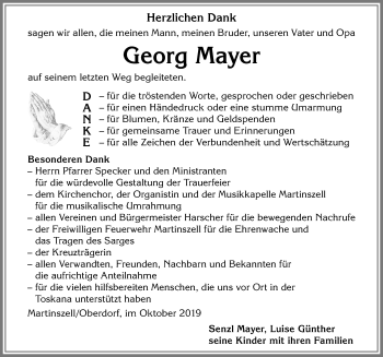 Traueranzeige von Georg Mayer von Allgäuer Zeitung