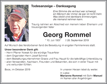 Traueranzeige von Georg Rommel von Memminger Zeitung