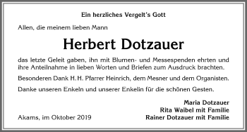 Traueranzeige von Herbert Dotzauer von Allgäuer Anzeigeblatt