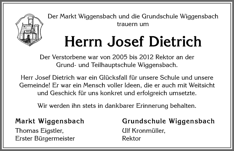  Traueranzeige für Josef Dietrich vom 02.10.2019 aus Allgäuer Anzeigeblatt