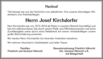 Traueranzeige von Josef Kirchdorfer von Allgäuer Zeitung, Kaufbeuren/Buchloe