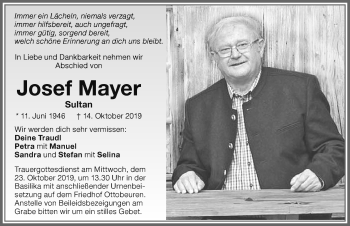 Traueranzeige von Josef Mayer von Memminger Zeitung
