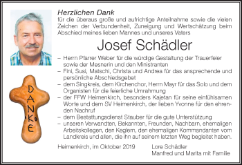 Traueranzeige von Josef Schädler von Der Westallgäuer