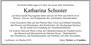 Traueranzeige von Katharina Schuster von Allgäuer Zeitung, Füssen