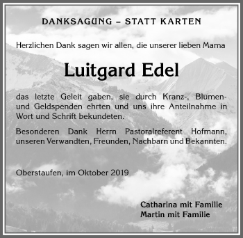 Traueranzeige von Luitgard Edel von Allgäuer Anzeigeblatt
