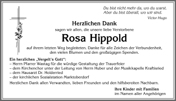Traueranzeige von Rosa Hippold von Allgäuer Zeitung