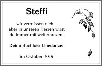 Traueranzeige von Steffi  von Allgäuer Zeitung, Kaufbeuren/Buchloe