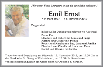 Traueranzeige von Emil Ernst von Allgäuer Zeitung,Kempten