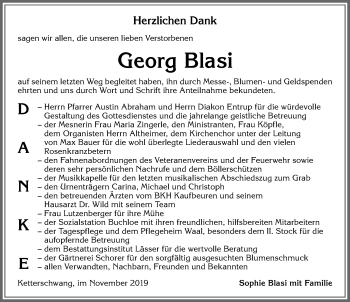 Traueranzeige von Georg Blasi von Allgäuer Zeitung, Kaufbeuren/Buchloe