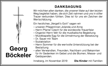 Traueranzeige von Georg Böckeler von Memminger Zeitung