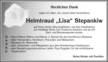 Traueranzeige von Helmtraud Stepankiw von Allgäuer Zeitung, Kaufbeuren/Buchloe