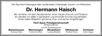 Traueranzeige von Hermann Haisch von Allgäuer Zeitung