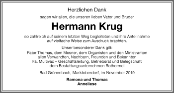 Traueranzeige von Hermann Krug von Memminger Zeitung
