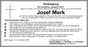 Traueranzeige von Josef Merk von Memminger Zeitung