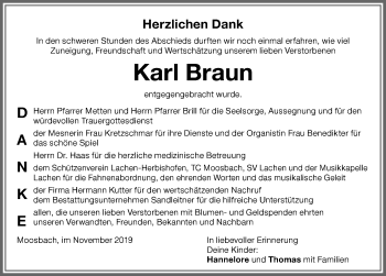 Traueranzeige von Karl Braun von Memminger Zeitung