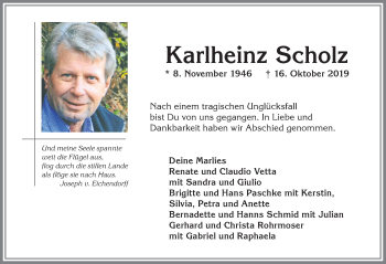 Traueranzeige von Karlheinz Scholz von Allgäuer Zeitung