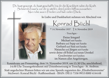 Traueranzeige von Konrad Büchl von Allgäuer Zeitung, Füssen