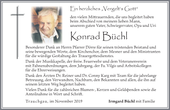 Traueranzeige von Konrad Büchl von Allgäuer Zeitung, Füssen