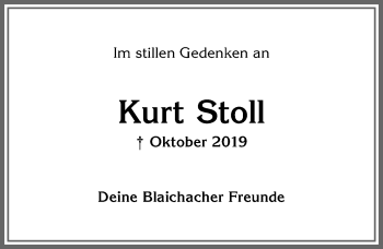 Traueranzeige von Kurt Stoll von Allgäuer Anzeigeblatt
