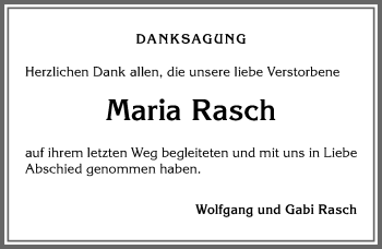 Traueranzeige von Maria Rasch von Allgäuer Zeitung