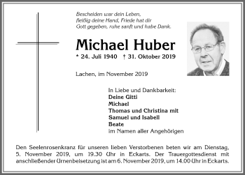 Traueranzeige von Michael H-uber von Allgäuer Anzeigeblatt
