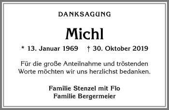Traueranzeige von Michl  von Allgäuer Anzeigeblatt