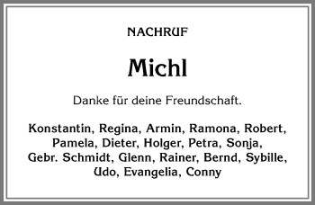 Traueranzeige von Michl  von Allgäuer Anzeigeblatt