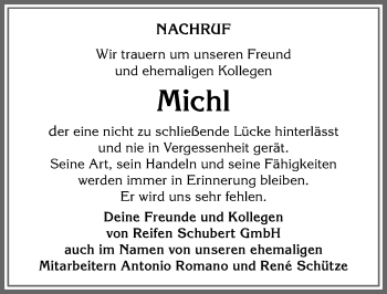 Traueranzeige von Michl  von Allgäuer Anzeigeblatt