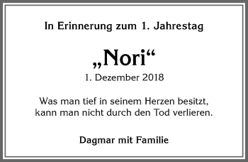Traueranzeige von Nori  von Allgäuer Zeitung, Marktoberdorf