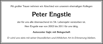Traueranzeige von Peter Engstle von Allgäuer Zeitung, Kaufbeuren/Buchloe