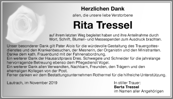 Traueranzeige von Rita Tressel von Memminger Zeitung