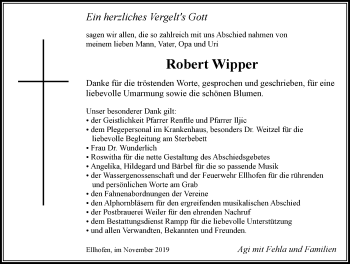 Traueranzeige von Robert Wipper von Der Westallgäuer