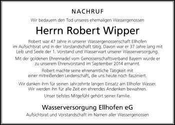 Traueranzeige von Robert Wipper von Der Westallgäuer