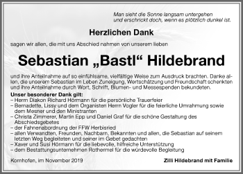 Traueranzeige von Sebastian Hildebrand von Memminger Zeitung