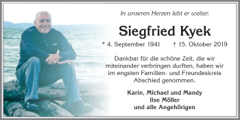 Traueranzeige von Siegfried Kyek von Allgäuer Zeitung, Kaufbeuren/Buchloe