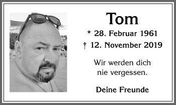 Traueranzeige von Tom  von Allgäuer Zeitung, Kaufbeuren/Buchloe
