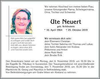 Traueranzeige von Ute Heuert von Allgäuer Anzeigeblatt