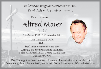 Traueranzeige von Alfred Maier von Allgäuer Zeitung, Füssen