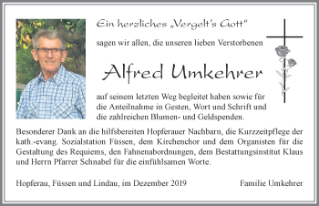 Traueranzeige von Alfred Umkehrer von Allgäuer Zeitung, Füssen