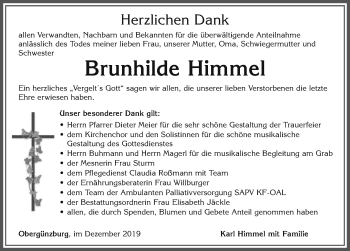 Traueranzeige von Brunhilde Himmel von Allgäuer Zeitung, Marktoberdorf