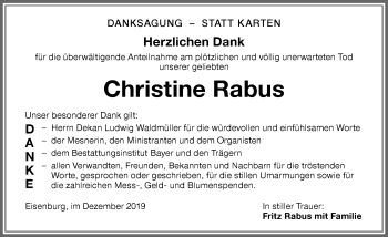 Traueranzeige von Christine Rabus von Memminger Zeitung
