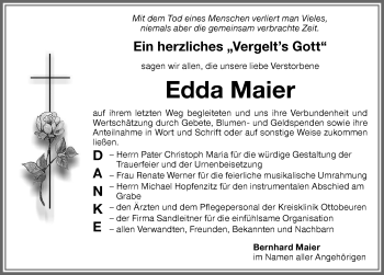 Traueranzeige von Edda Maier von Memminger Zeitung
