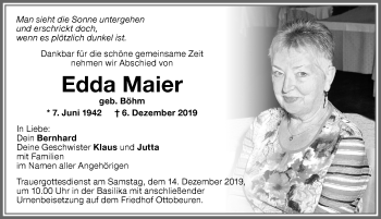 Traueranzeige von Edda Maier von Memminger Zeitung