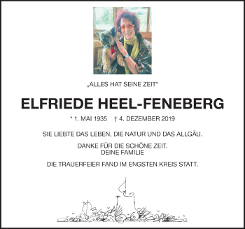 Traueranzeige von Elfriede Heel-Feneberg von Allgäuer Zeitung,Kempten