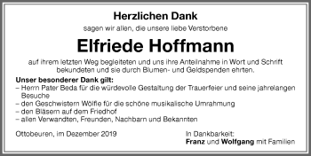 Traueranzeige von Elfriede Hoffmann von Memminger Zeitung